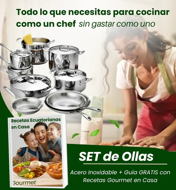 SteelChef®: 6 Utensilios de Acero Inoxidable GRATIS 6 Tapas de Vidrio Templado